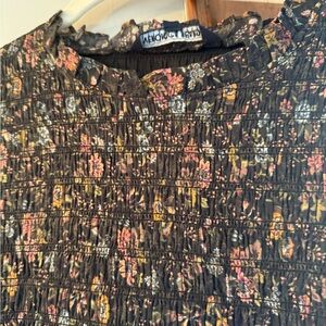 Veronica Beard Black Floral Long Sleeve Dress